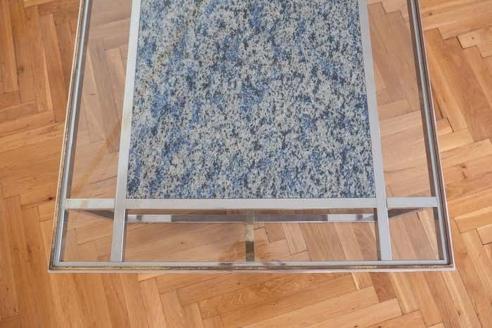 photo buy Mid Century Modern Brass Chrome Glass Marble Coffee Table, Italy 1970s
