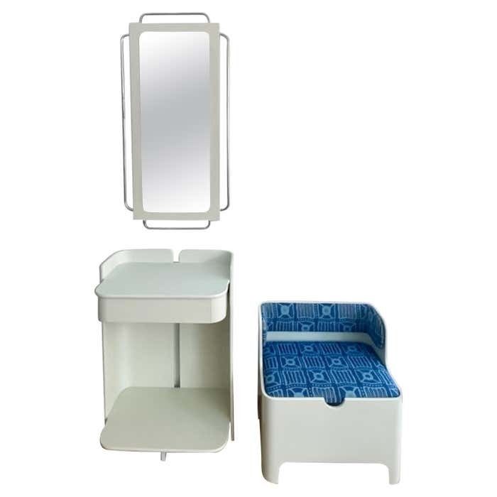 Mid Century Modern White Wood Wardrobe Set By Carlo De Carli For Fiarm, 1970s