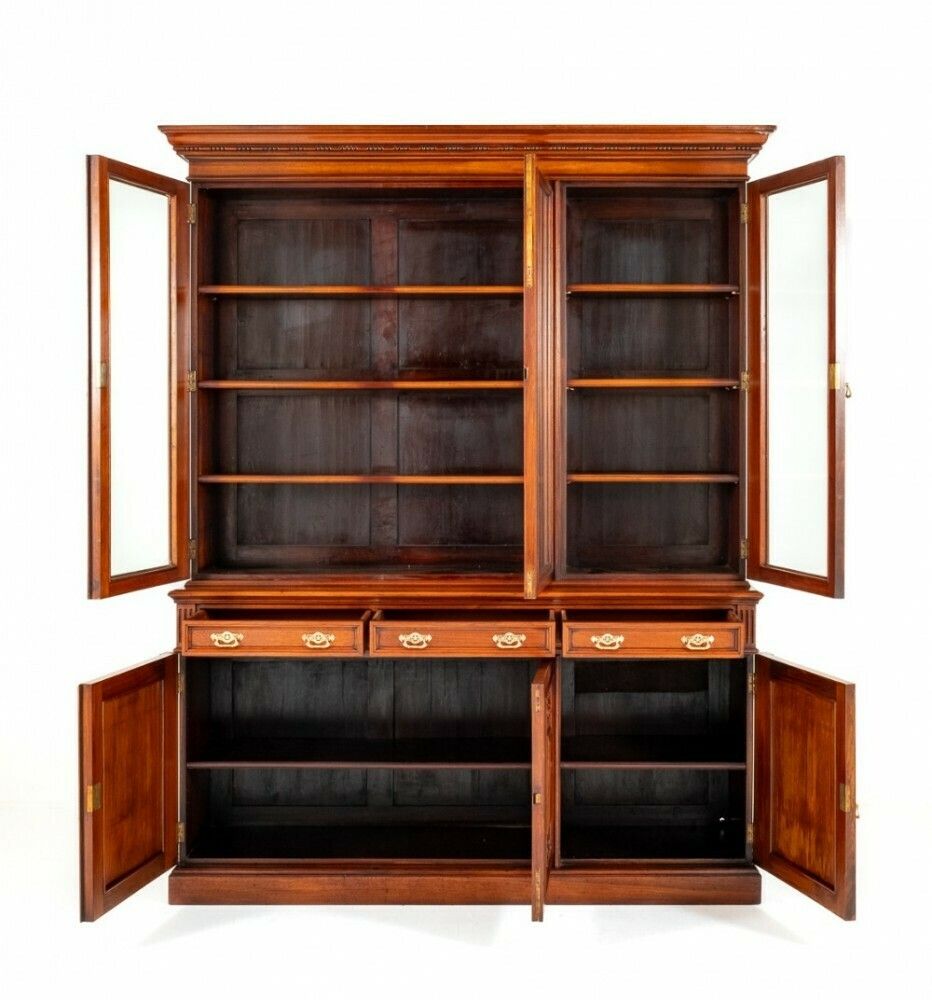 Victorian Bookcase Walnut Glazed Cabinet Shoolbred And Co 1880 photo 4450.0