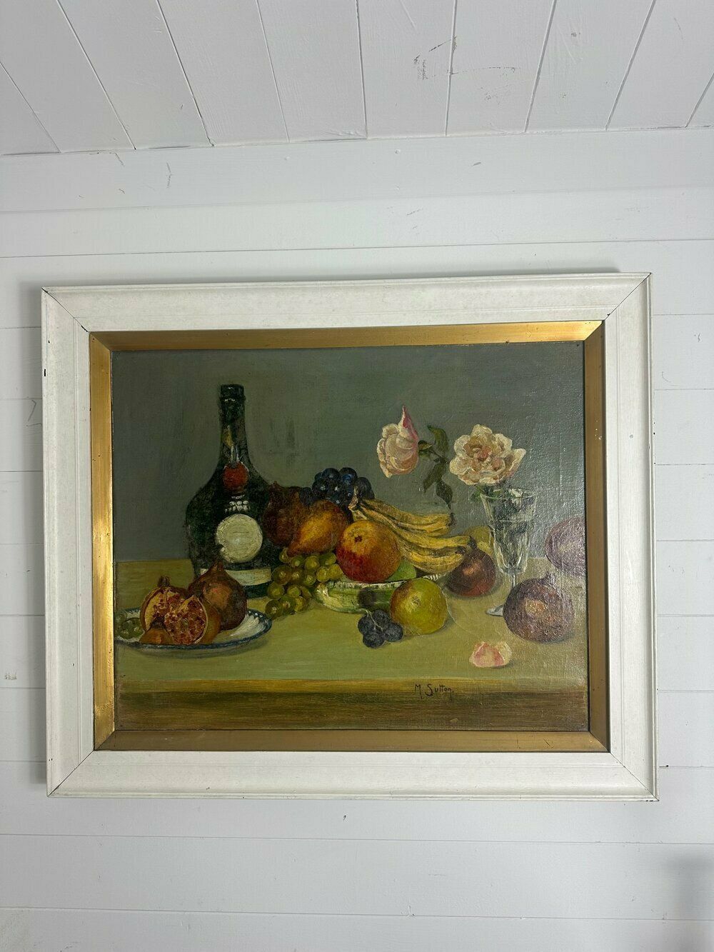 Old English ‘Still Life’ Oil Painting photo furniture