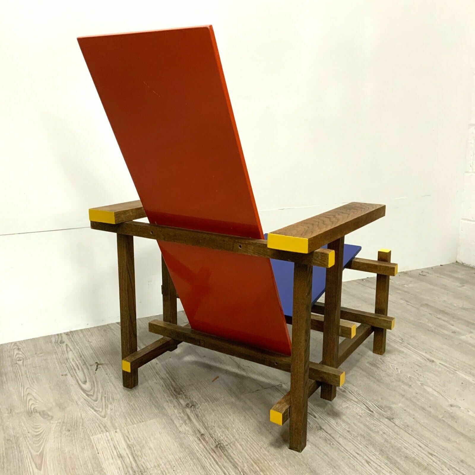 Vintage Reproduction Gerrit Rietveld Style Red And Blue Chair 1980s photo 695.0