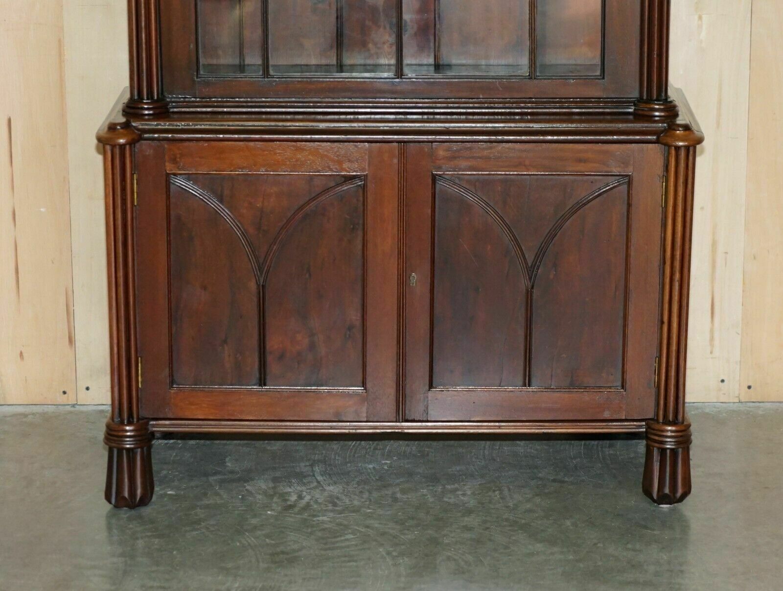 Early Victorian Gothic Revival Astral Glazed Library Bookcase With Steeple Glass photo for sale