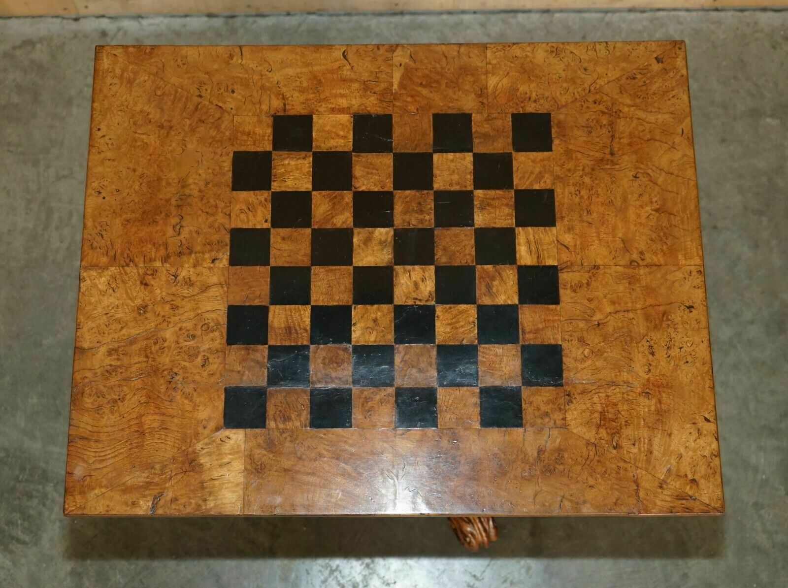 Circa 1850 Malby & Co Map Of Switzerland By Bauerkeller Burr Walnut Chess Table photo for sale
