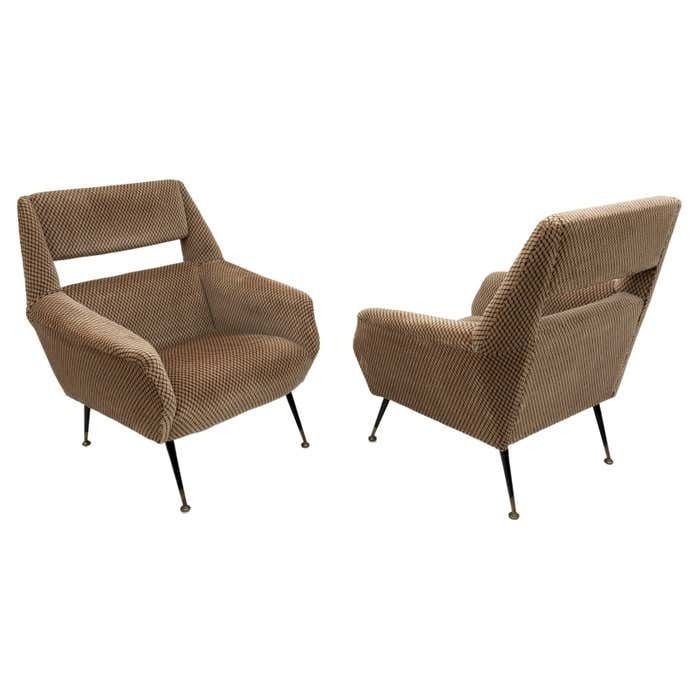 Coppia Di Poltrone Moderne Di Metà Secolo Gigi Radice Per Minotti Italia, Anni '50