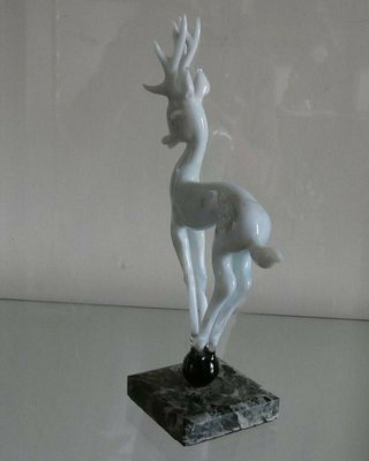 Glass Deer Sculpture On Sphere With Marble Base By Istvan Komaromy, 1950s photo 525.0
