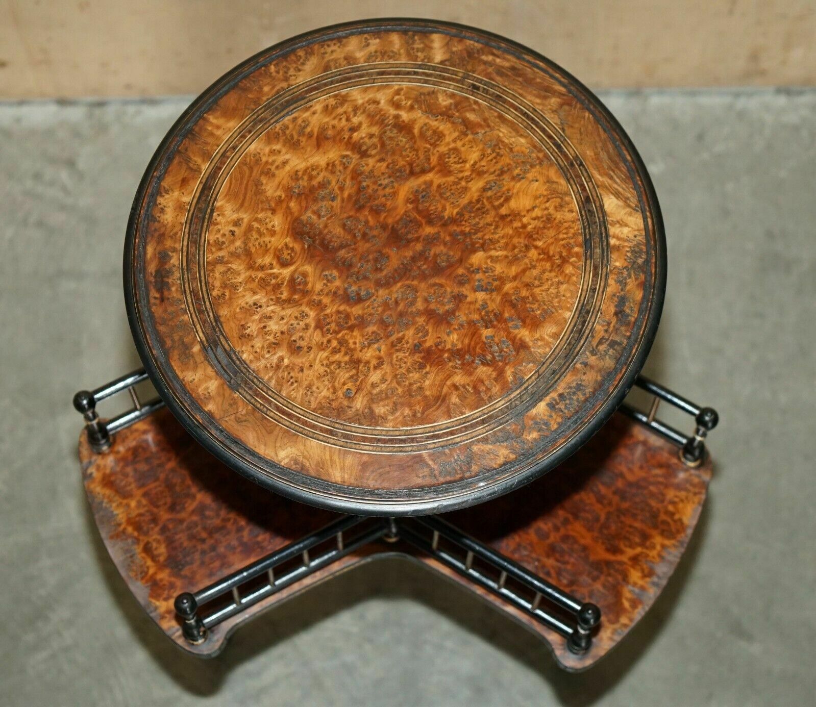 Antique Victorian Gillows Lancaster Aesthetic Movement Amboyna Wood Book Table photo for sale