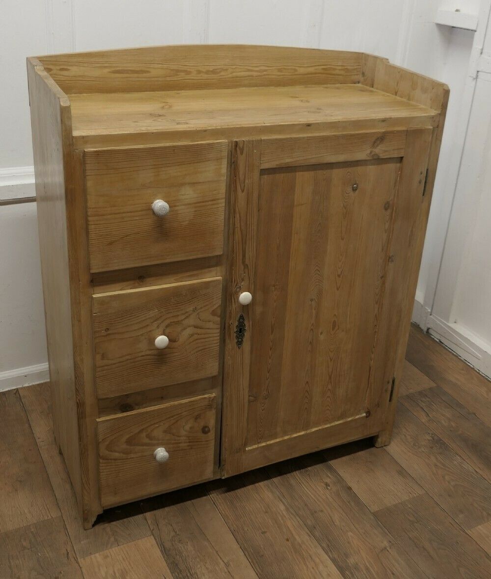 Victorian Stripped Pine Greeting Station Cupboard photo for sale