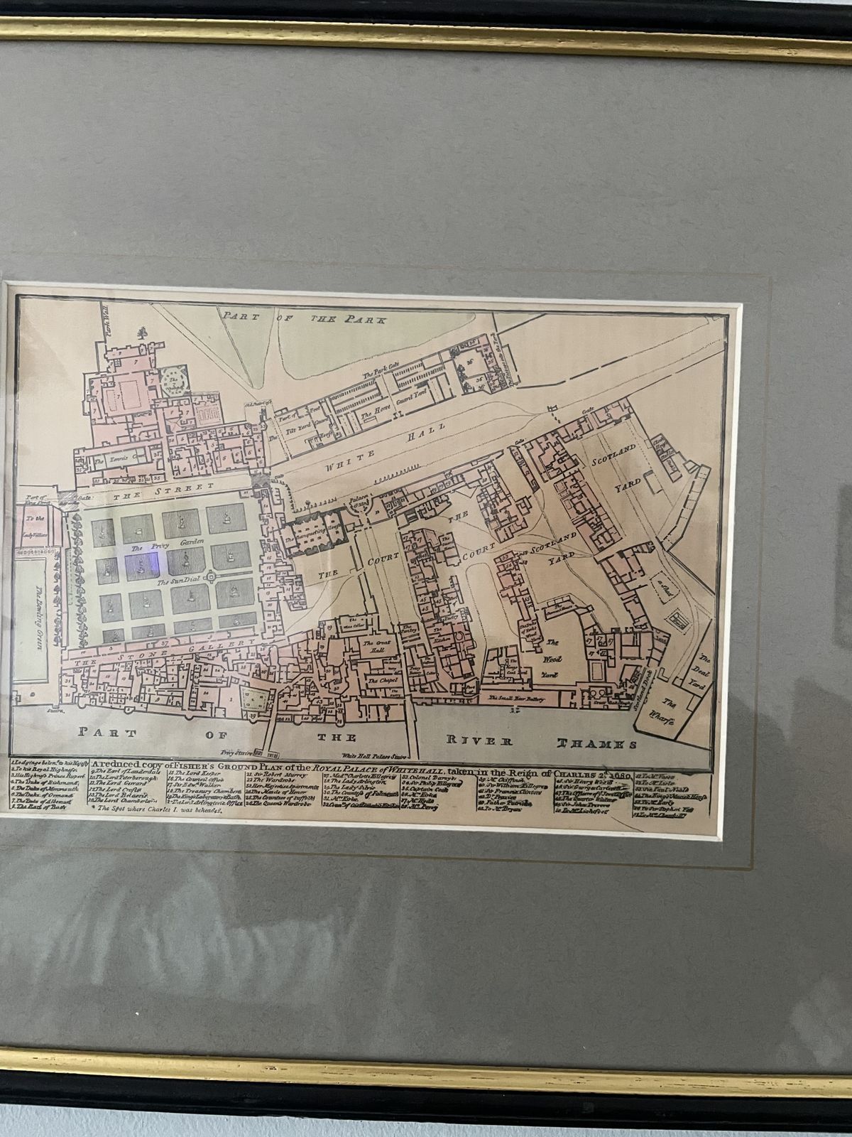 A Reduced Copy Of Fisher's Ground Plan Of The Royal Palace Of Whitehall photo for sale