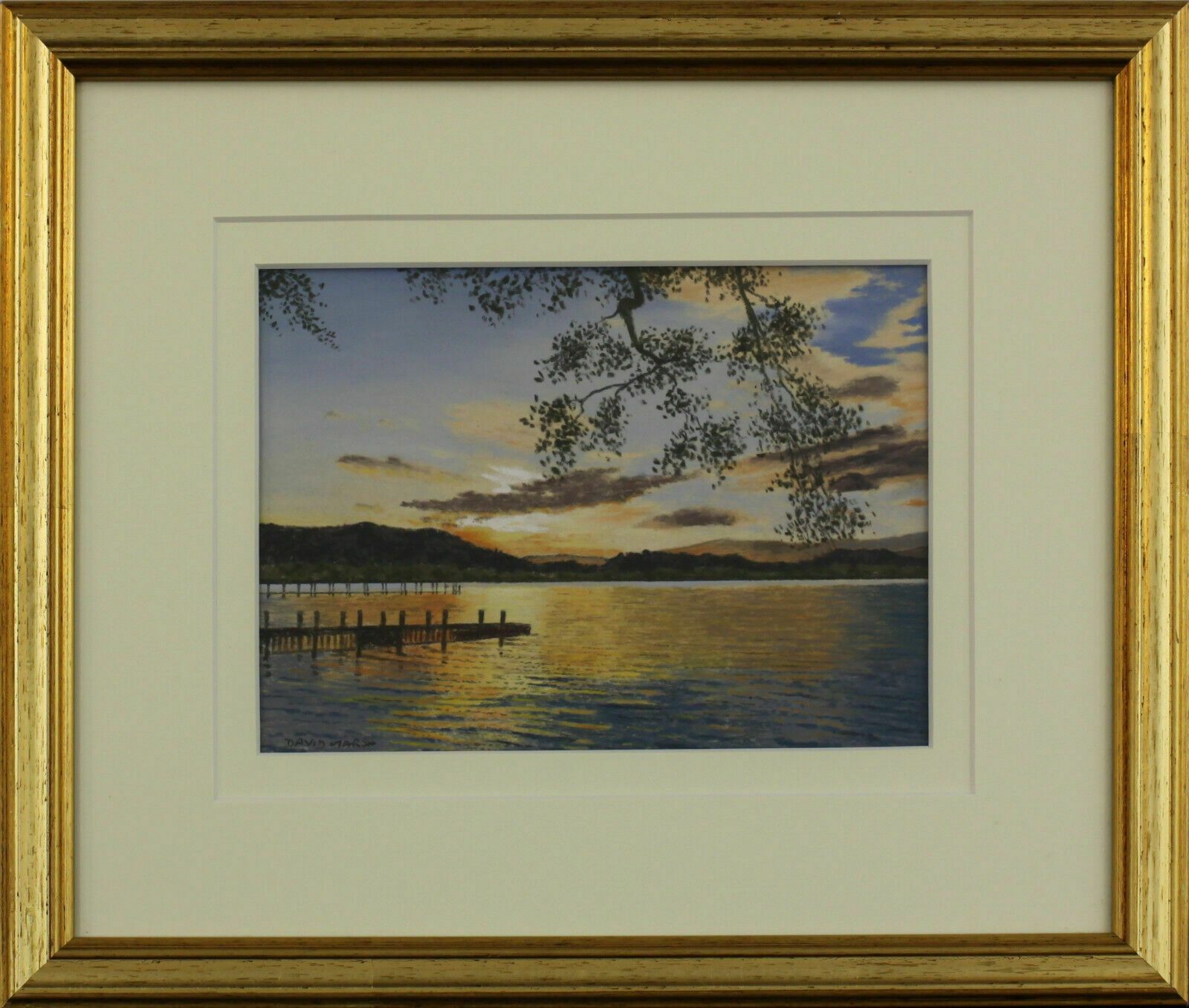 Pastel Painting By David Marsh. Titled "Sunset Over Windermere"