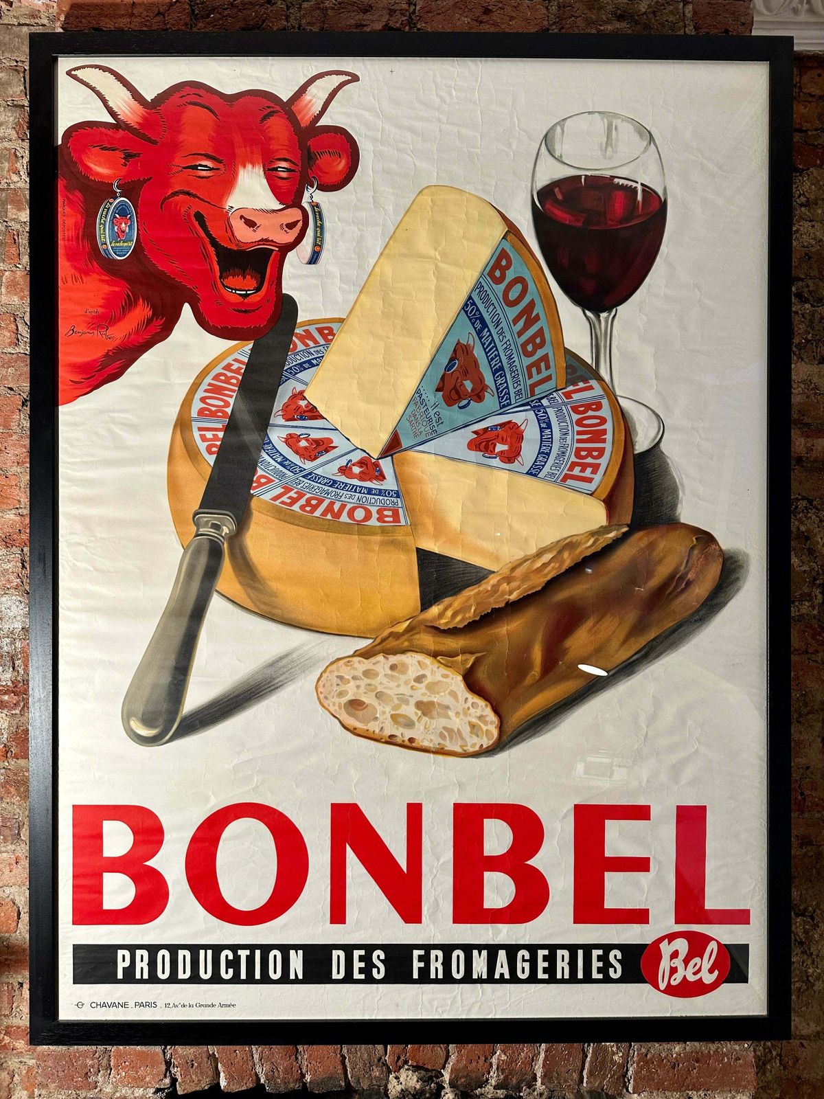 Fabulous Early Rare Original Antique French Lithograph “Laughing Cow” Advertising Poster/Art/Picture By Benjamin Rabier (1864 1939)