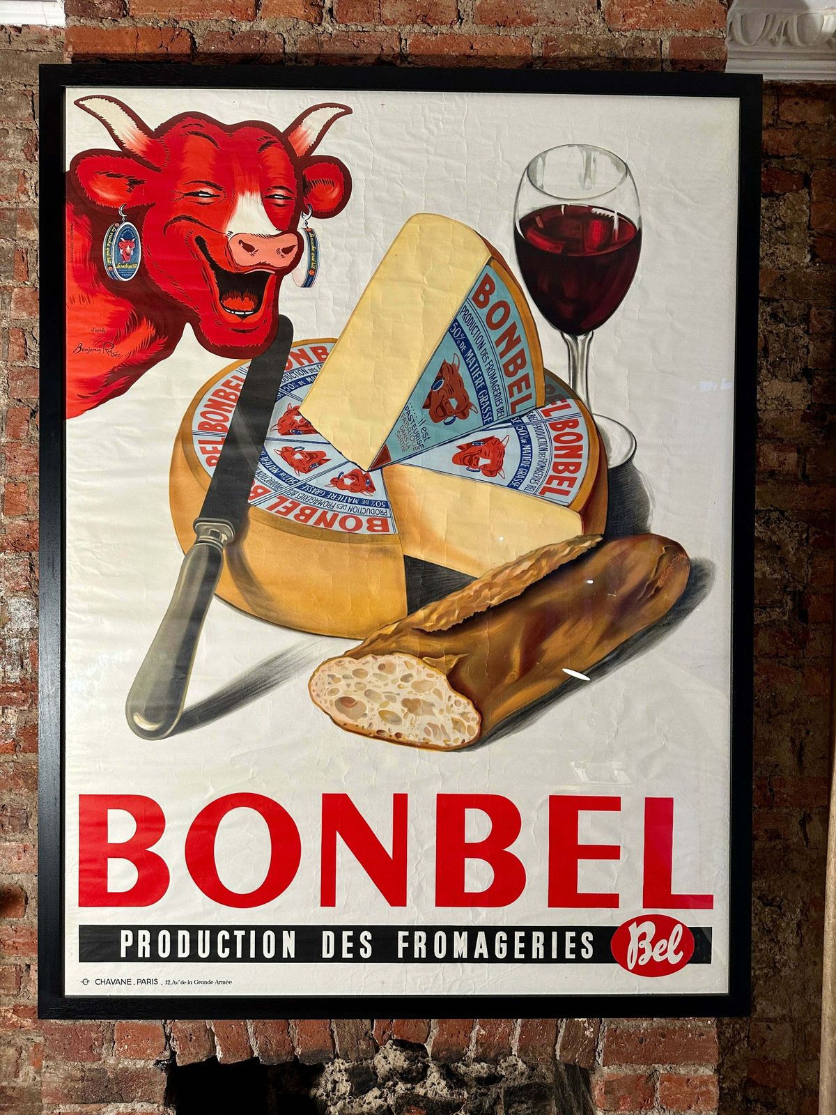 photo for sale Fabulous Early Rare Original Antique French Lithograph “Laughing Cow” Advertising Poster/Art/Picture By Benjamin Rabier (1864 1939)