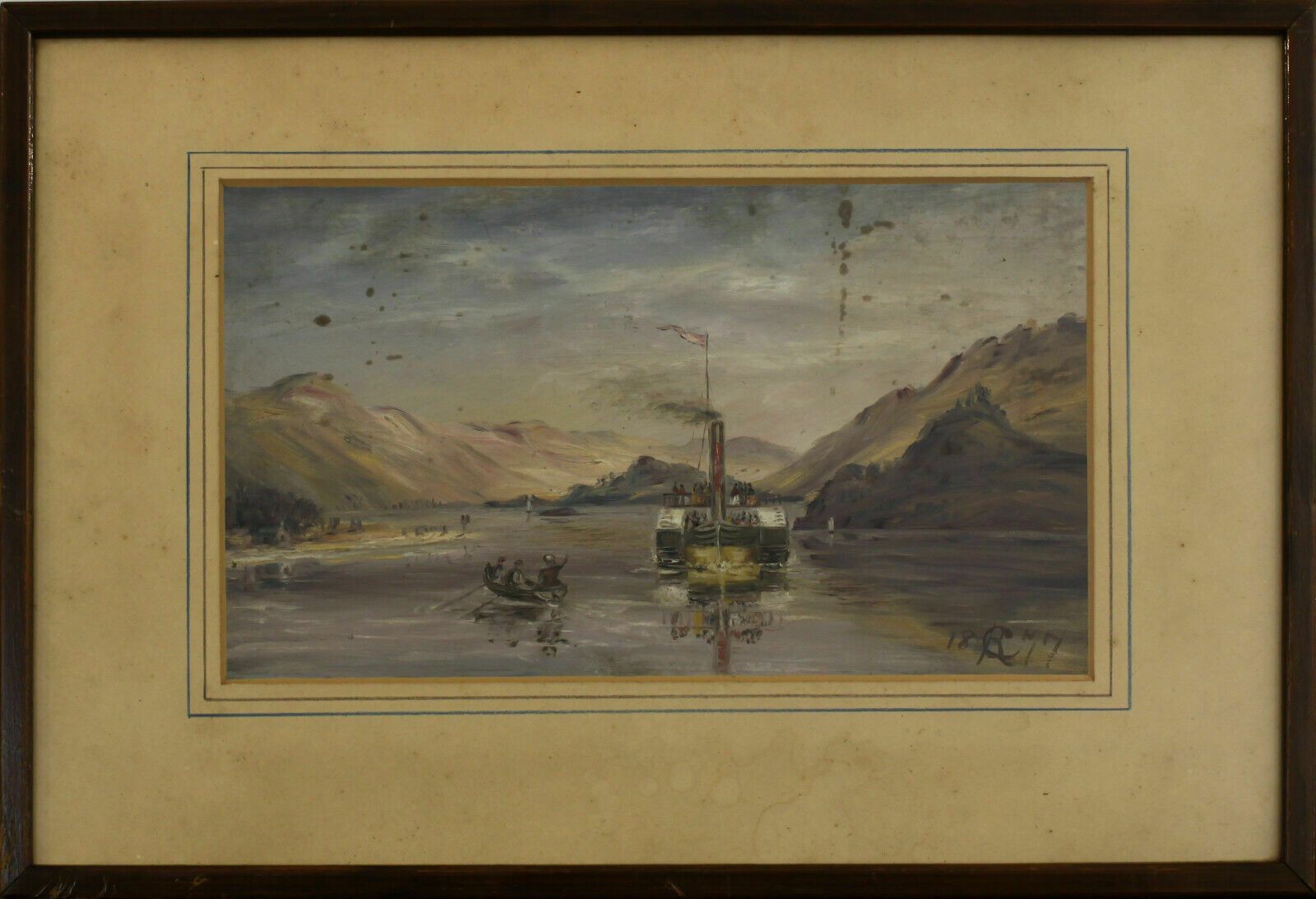 Oil Painting Signed C R. Paddlesteamer In The Lake District