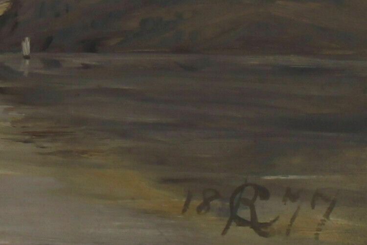 Oil Painting Signed C R. Paddlesteamer In The Lake District photo for sale