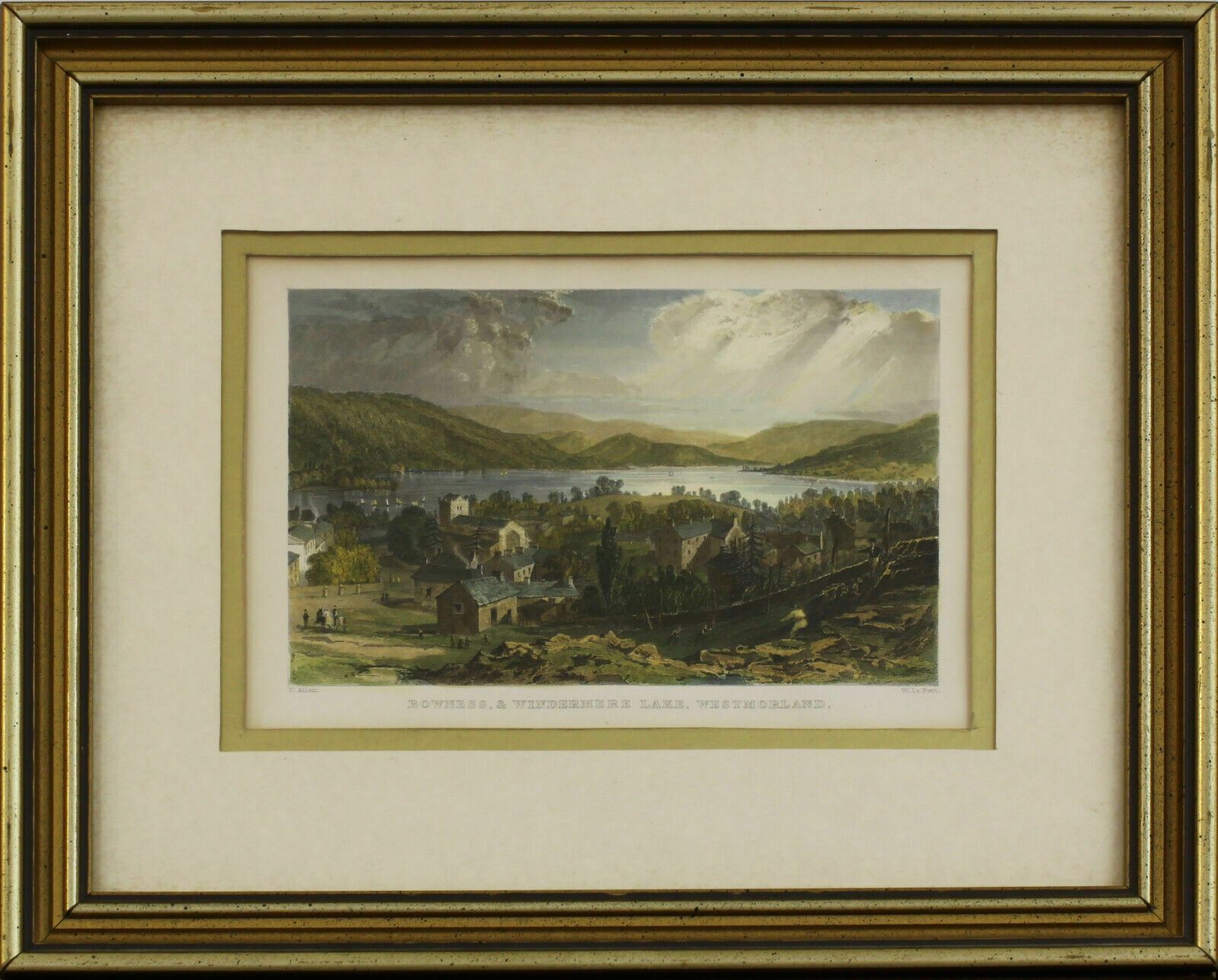 Engraving By William Le Petit After Thomas Allom. Bowness & Windemere Lake