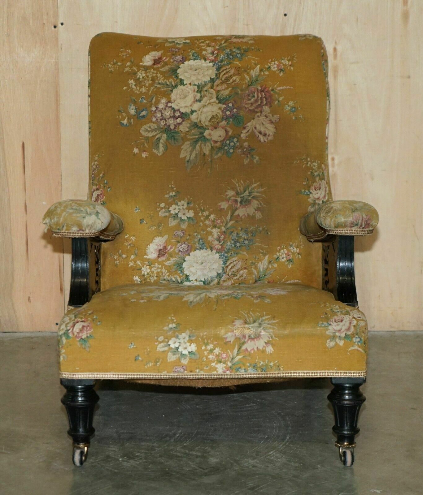 Super Rare Antique Victorian Aesthetic Movement Armchair With Grand Tour Plaques photo for sale