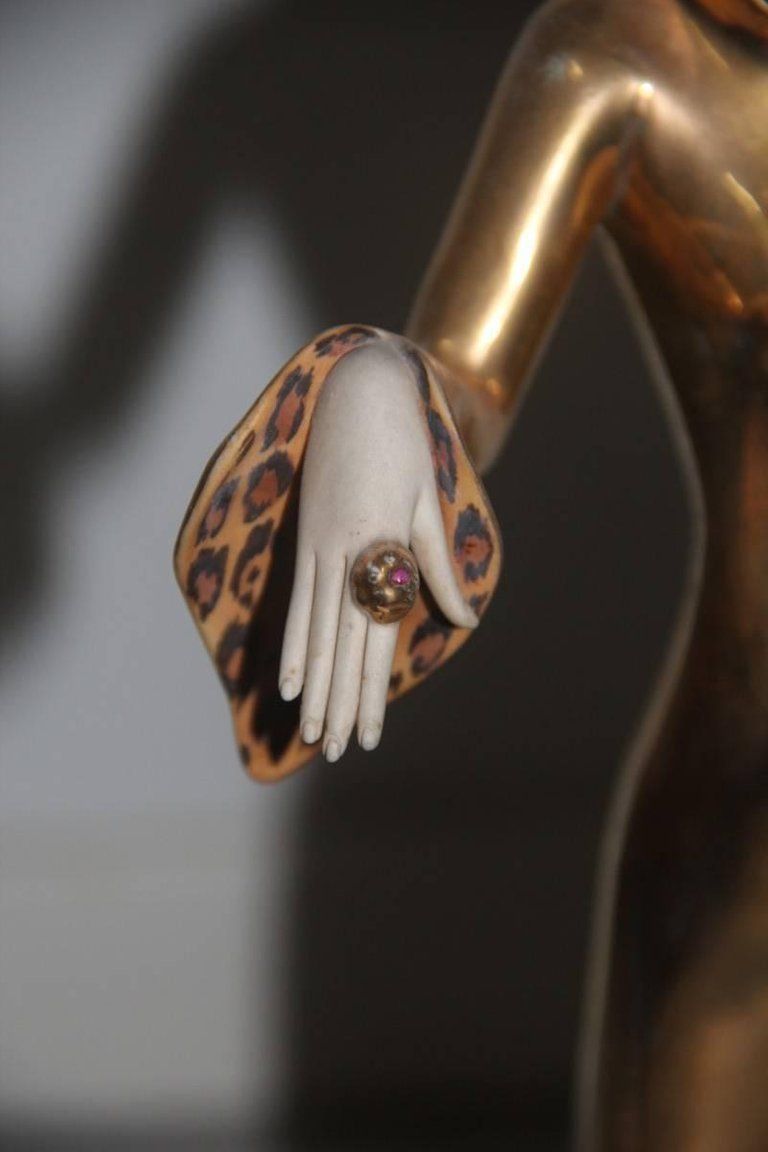 photo furniture Capodimonte Sculpture Woman Vamp 1970s Italian Design Gold