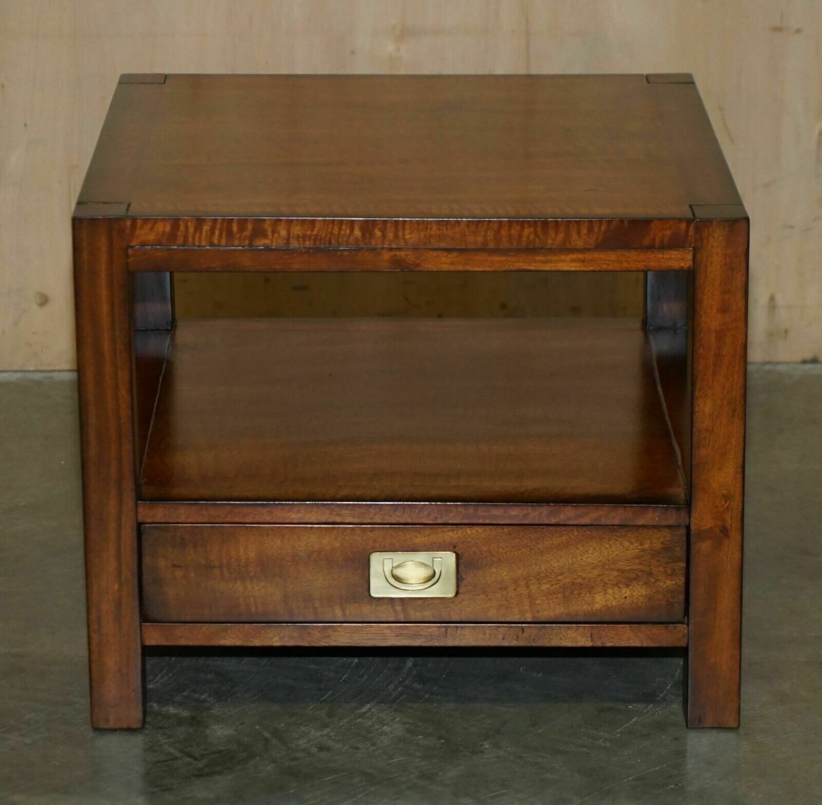 1850.0 Stunning Pair Of Two Tier Military Campaign Side End Tables Large Single Drawers photo