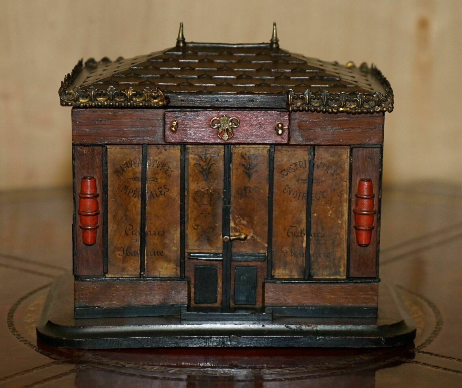 Antique Circa 1900 French Cigar Box Modelled As A Pagoda Top Chinese Shop photo furniture