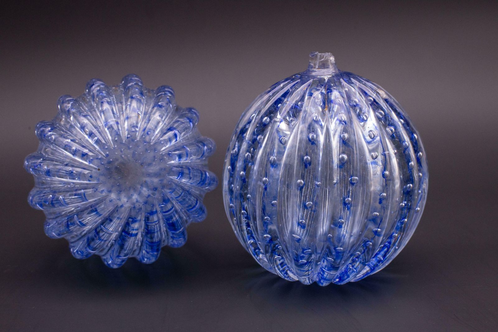 Set Of 2 Bubbles Blu Vase By Barovier E Toso, 1950s photo for sale