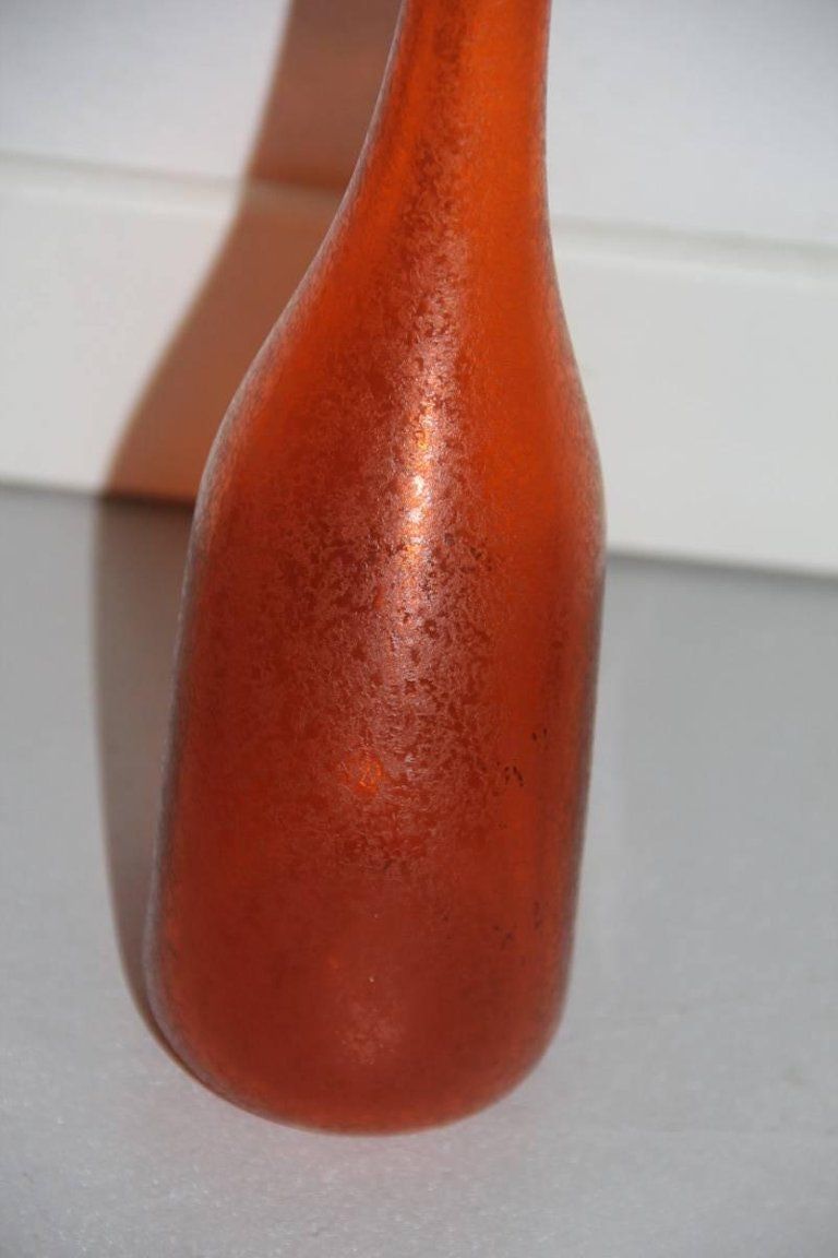 Vase Bottle Flavio Poli For Seguso Design 1960s Murano Art Glass Corroso Model photo for sale