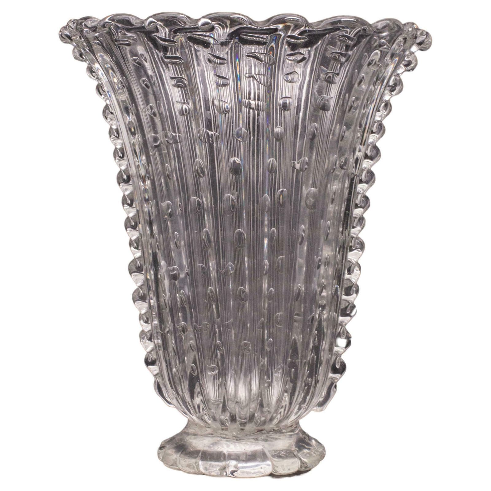 Art Decò Large Size Murano Bullicante Vase By Barovier & Toso, 1930s