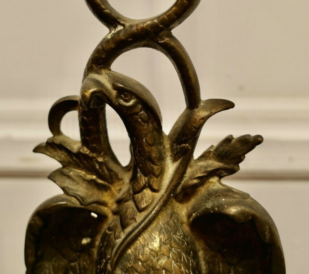 19th Century Eagle & Serpent Brass Door Stop photo furniture
