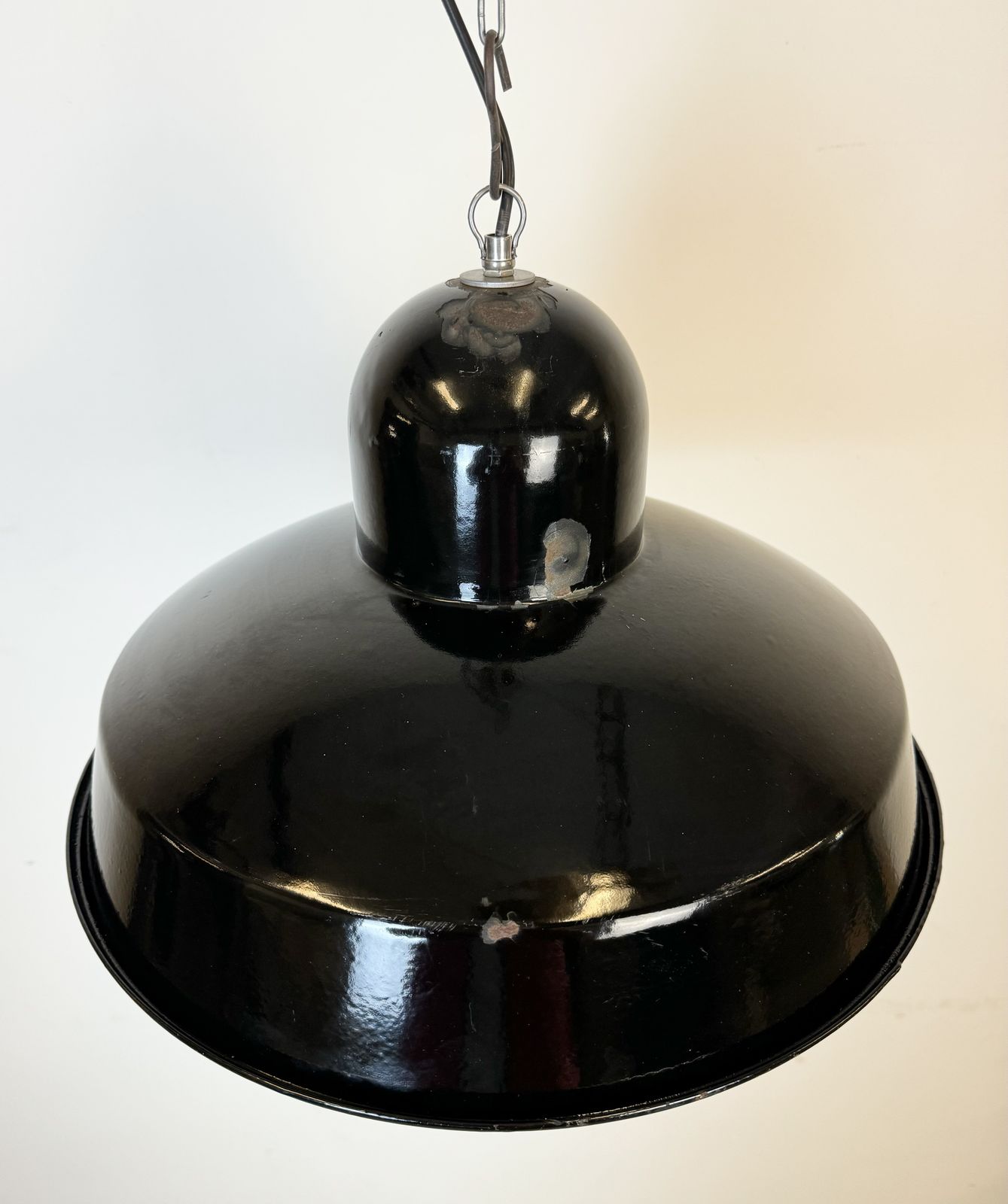 photo furniture Industrial Black Enamel Factory Pendant Lamp, 1960s, 2x