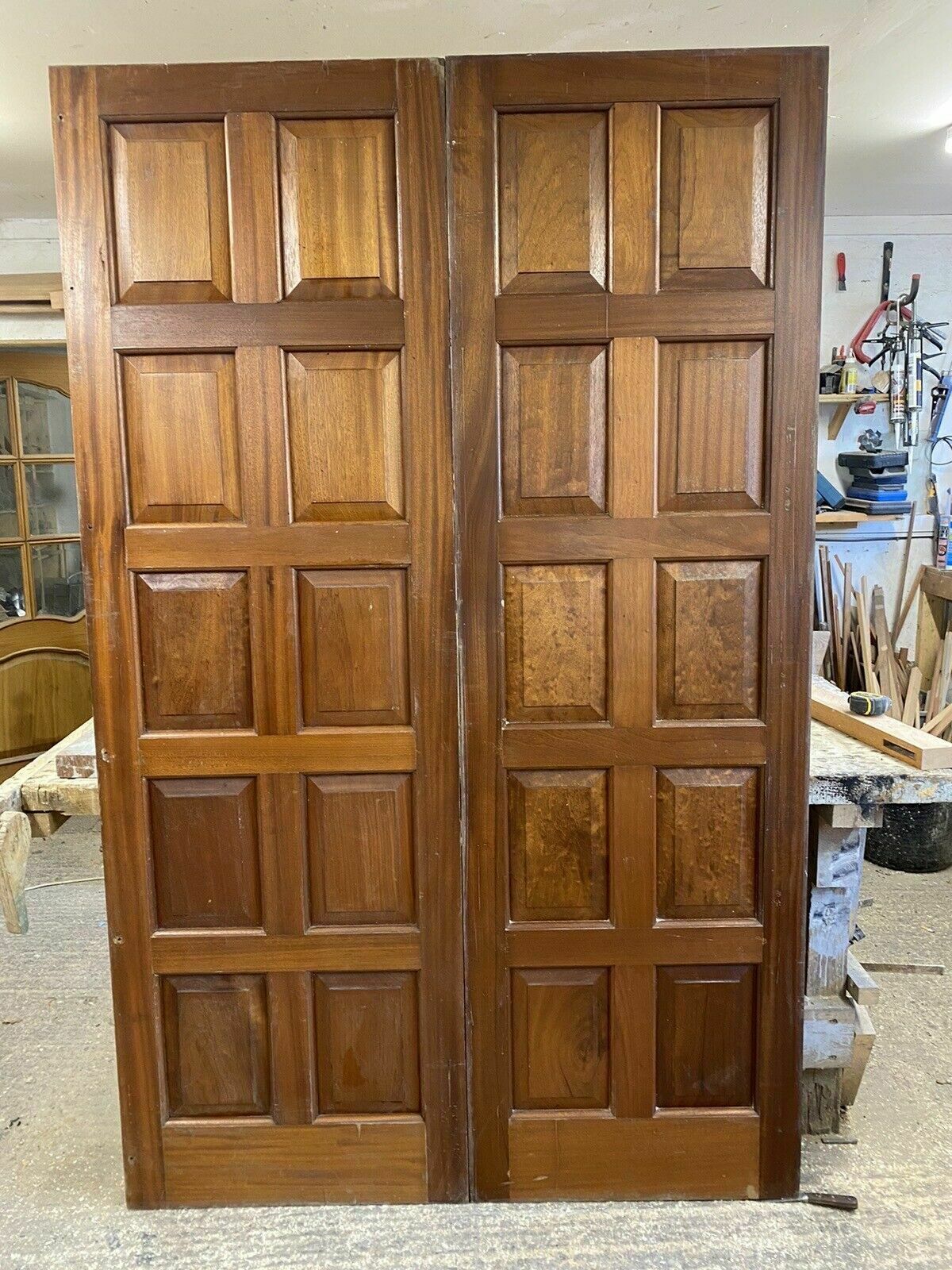 Large Pair Mahogany Front Doors Antique Period Reclaimed Old Set Double Used