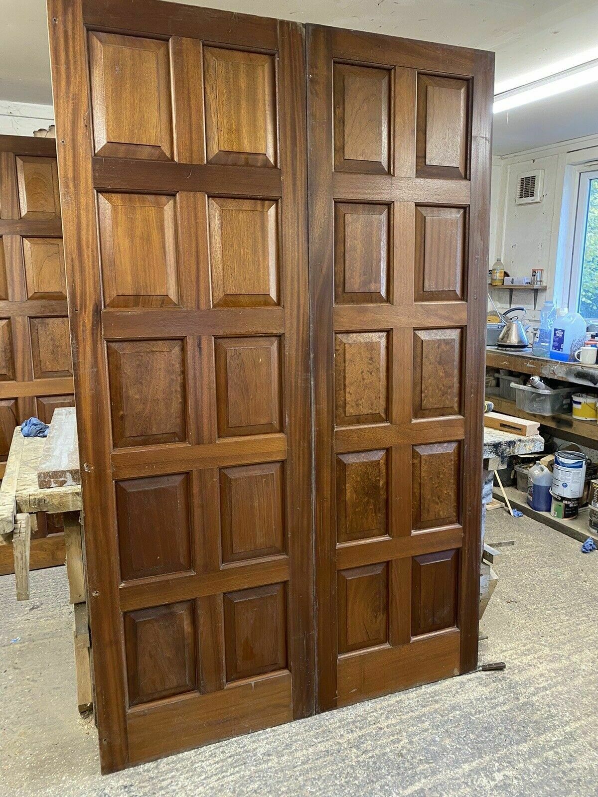 Large Pair Mahogany Front Doors Antique Period Reclaimed Old Set Double Used photo furniture