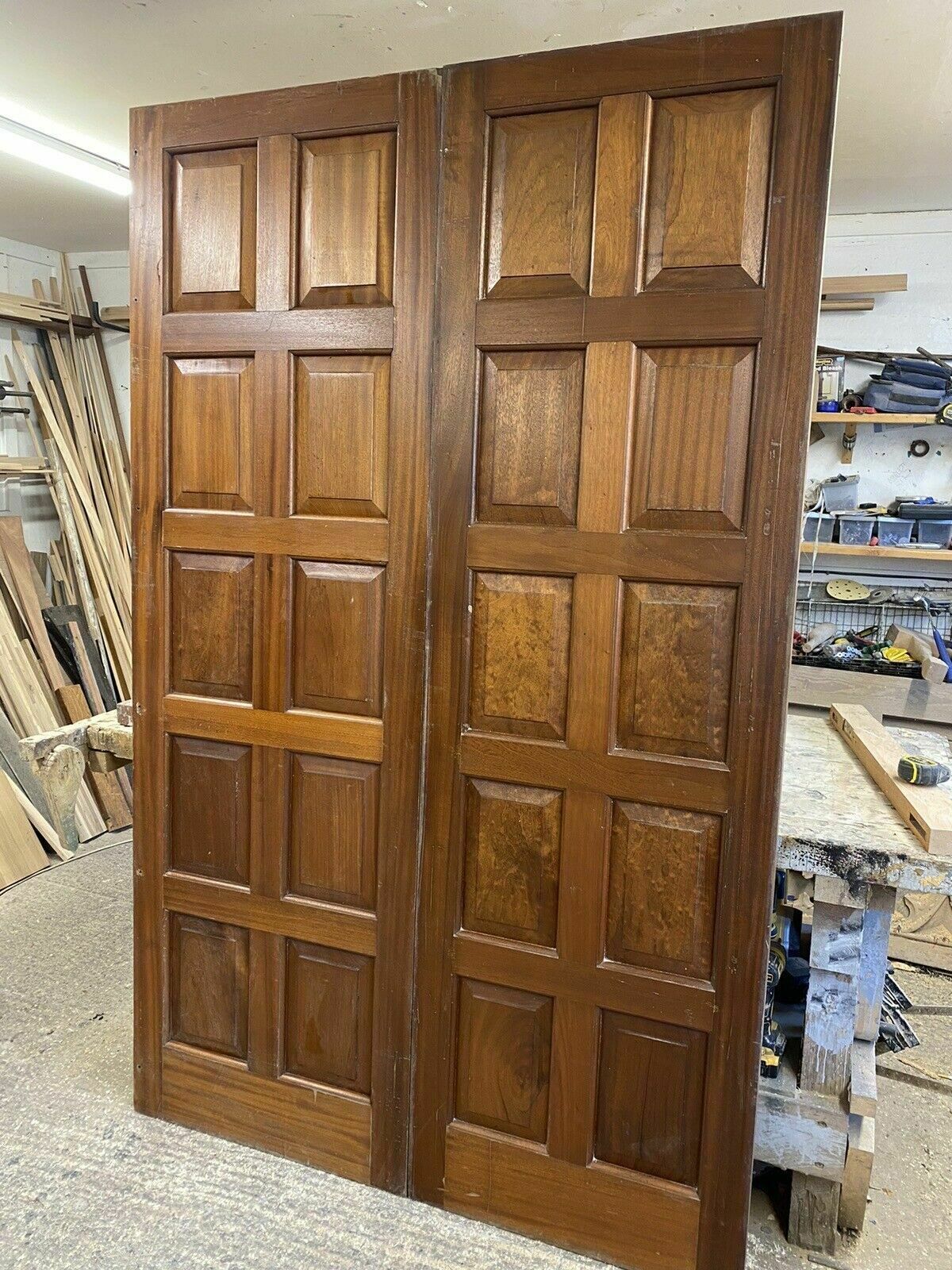 Large Pair Mahogany Front Doors Antique Period Reclaimed Old Set Double Used photo for sale