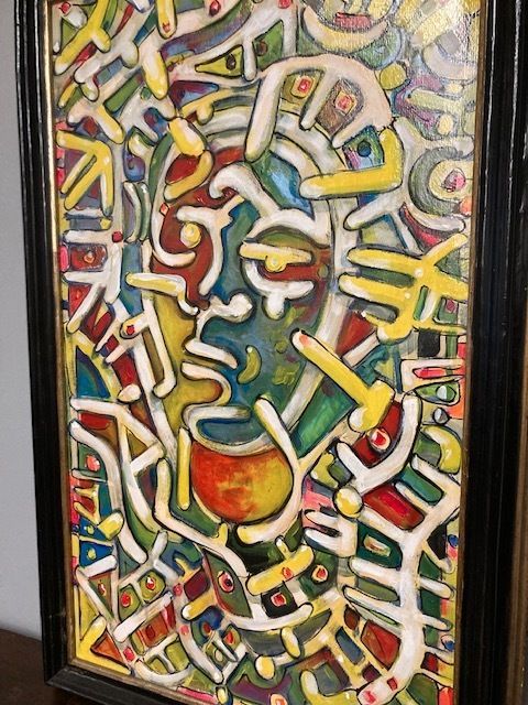 Contemporary Art Painting On Canvas Made With Acrylic Enamels. photo vintage