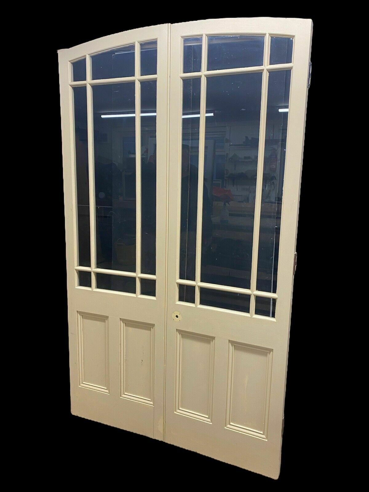 Victorian French Doors Old Antique Period Reclaimed Pine Wooden Clear Glass photo furniture
