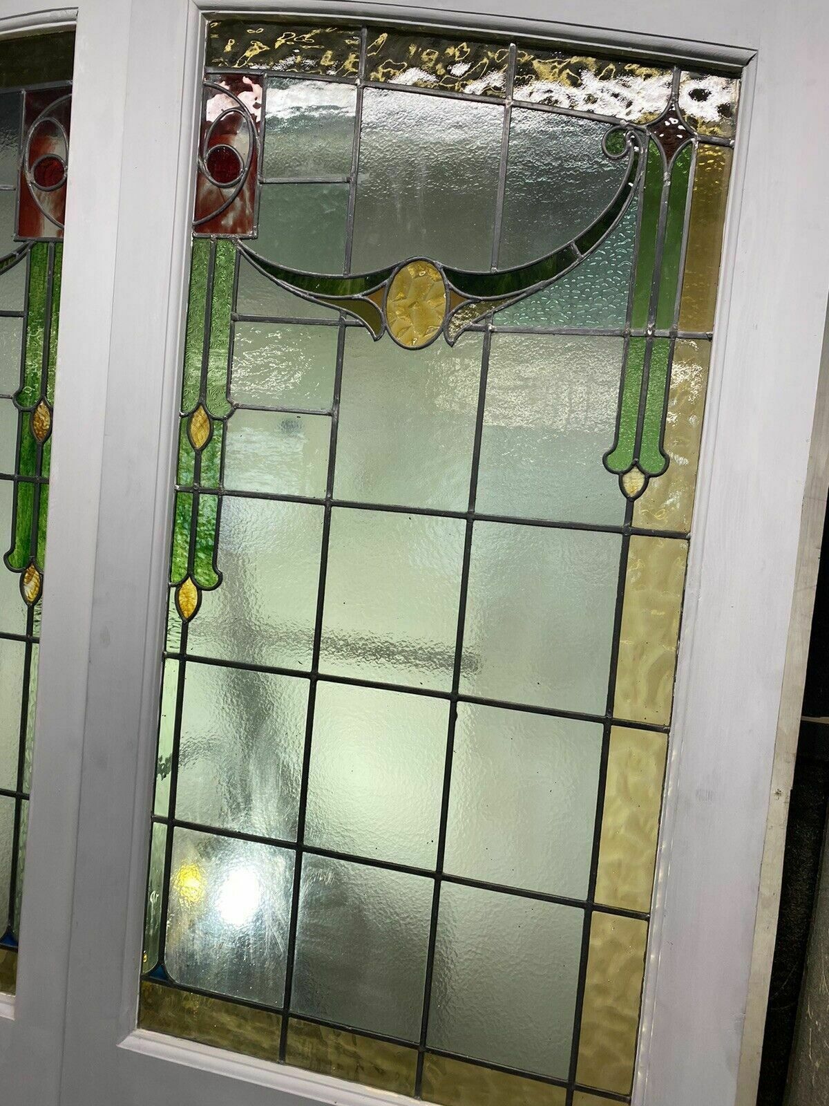 X Large Victorian Stained Glass French Doors Antique Period Reclaimed Old Wood photo vinterior