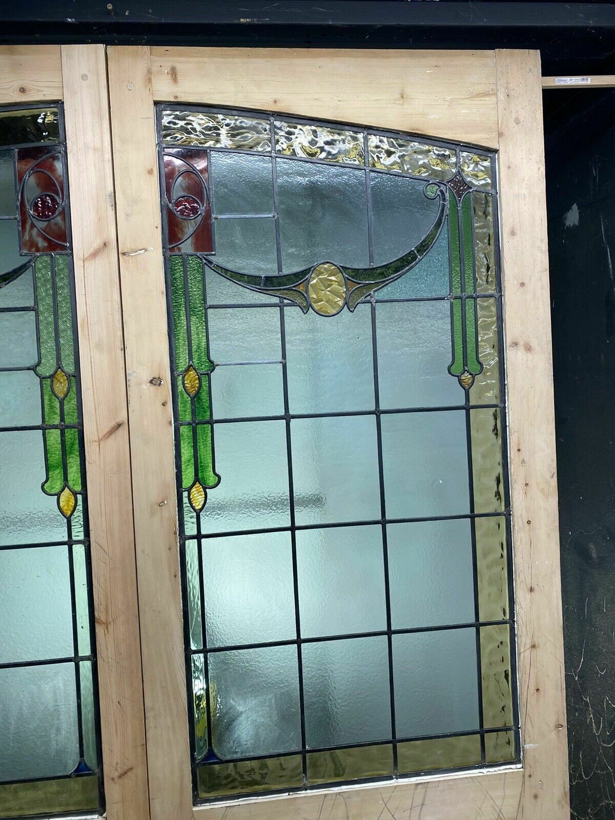 4307.0 X Large Victorian Stained Glass French Doors Antique Period Reclaimed Old Wood photo