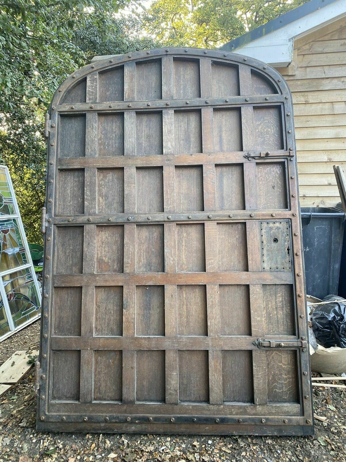 10030.0 Solid Oak Castle Manor Door Arched Old Period Wood Antique Reclaimed Iron Rare photo