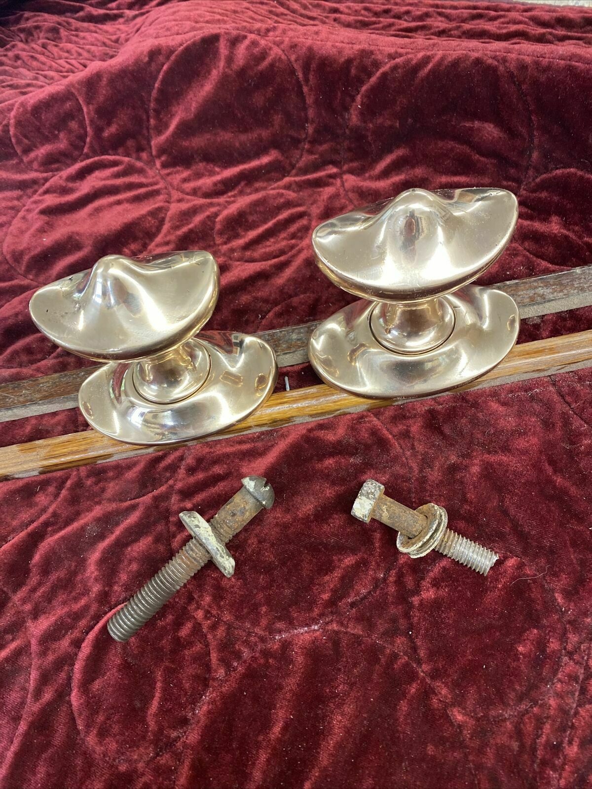 Large Antique Regency Georgian Bronze Door Knobs Reclaimed Period Metal Old 1830
