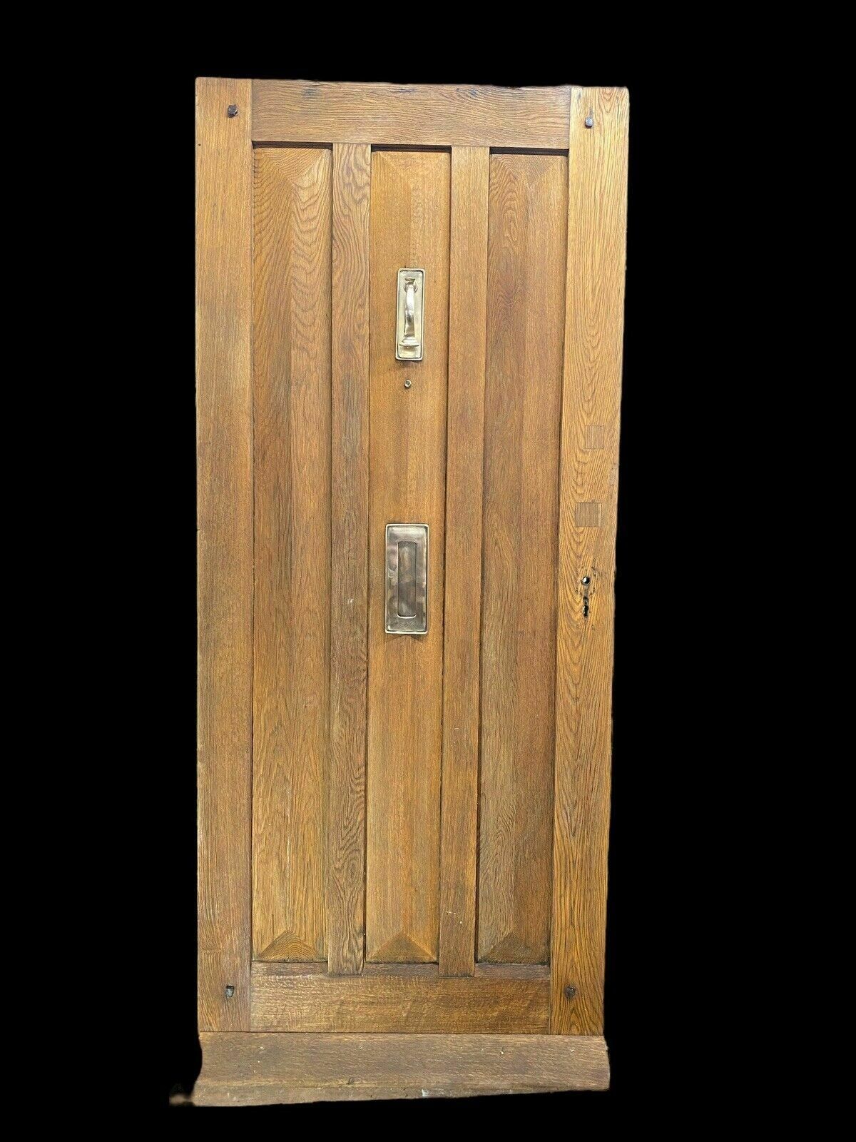 Solid Oak Front Door Old Period Antique Reclaimed Bronze Knocker Letterbox Wood