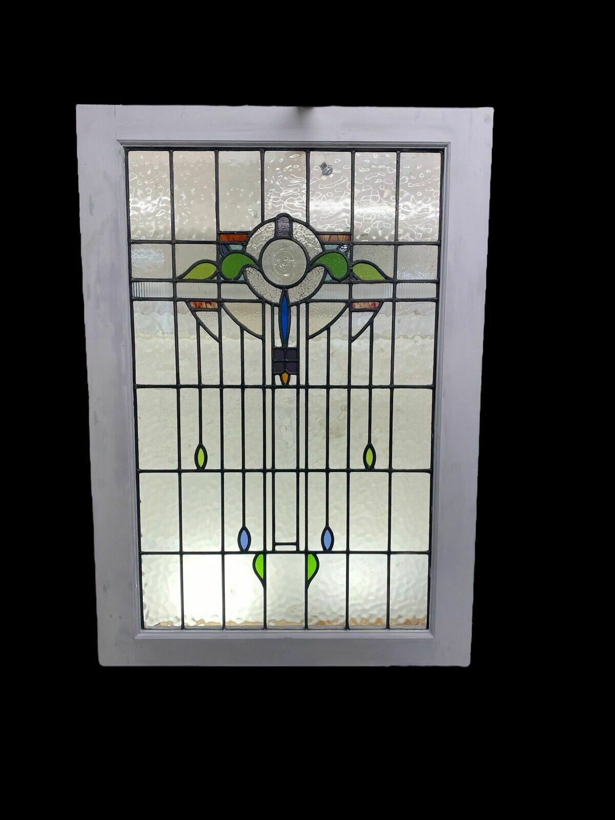 X Large Stained Glass Window Art Nouveau Antique Period Lead Old Reclaimed Wood