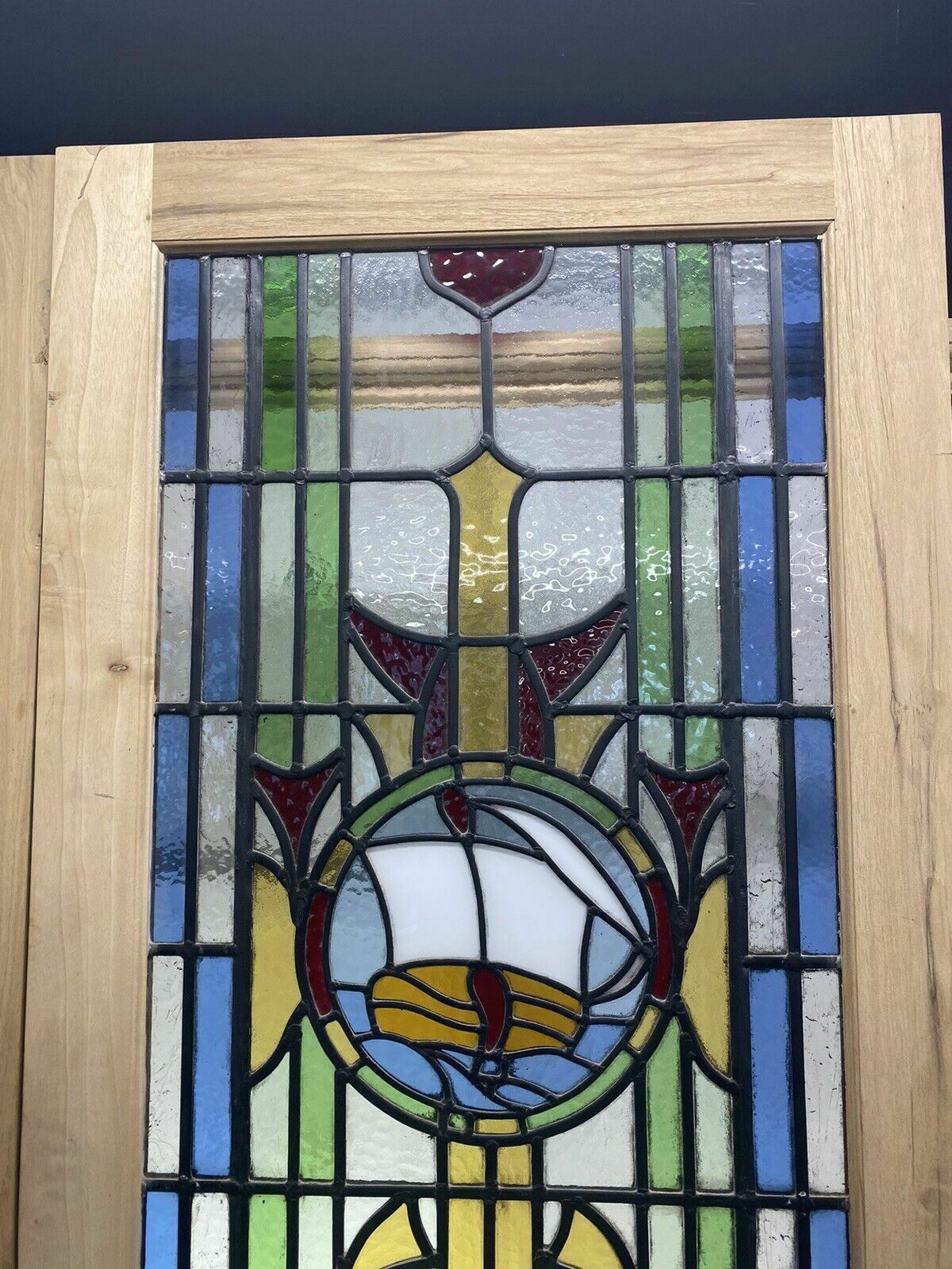 Art Deco Stained Glass French Doors Antique Period Reclaimed Old 20s 30s Leaded photo 3363.0