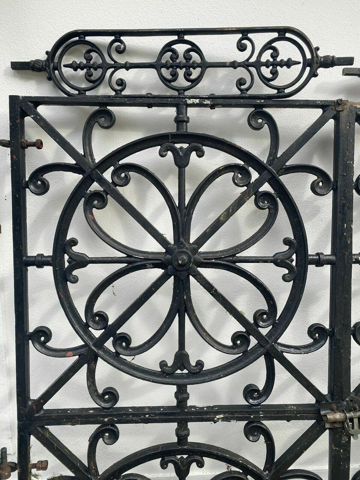 Cast Metal Gates Pair Reclaimed Period Antique Complete Hinges Frame Bolt photo Home Fixtures