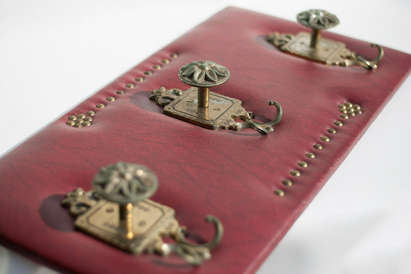 Vintage Skai Coat Rack, Coat Rack, Vestiary, Skai Red, Crochet, Brass Patère, Dressing, Wall Coat Rack, Hooks, Home Decor photo Furniture
