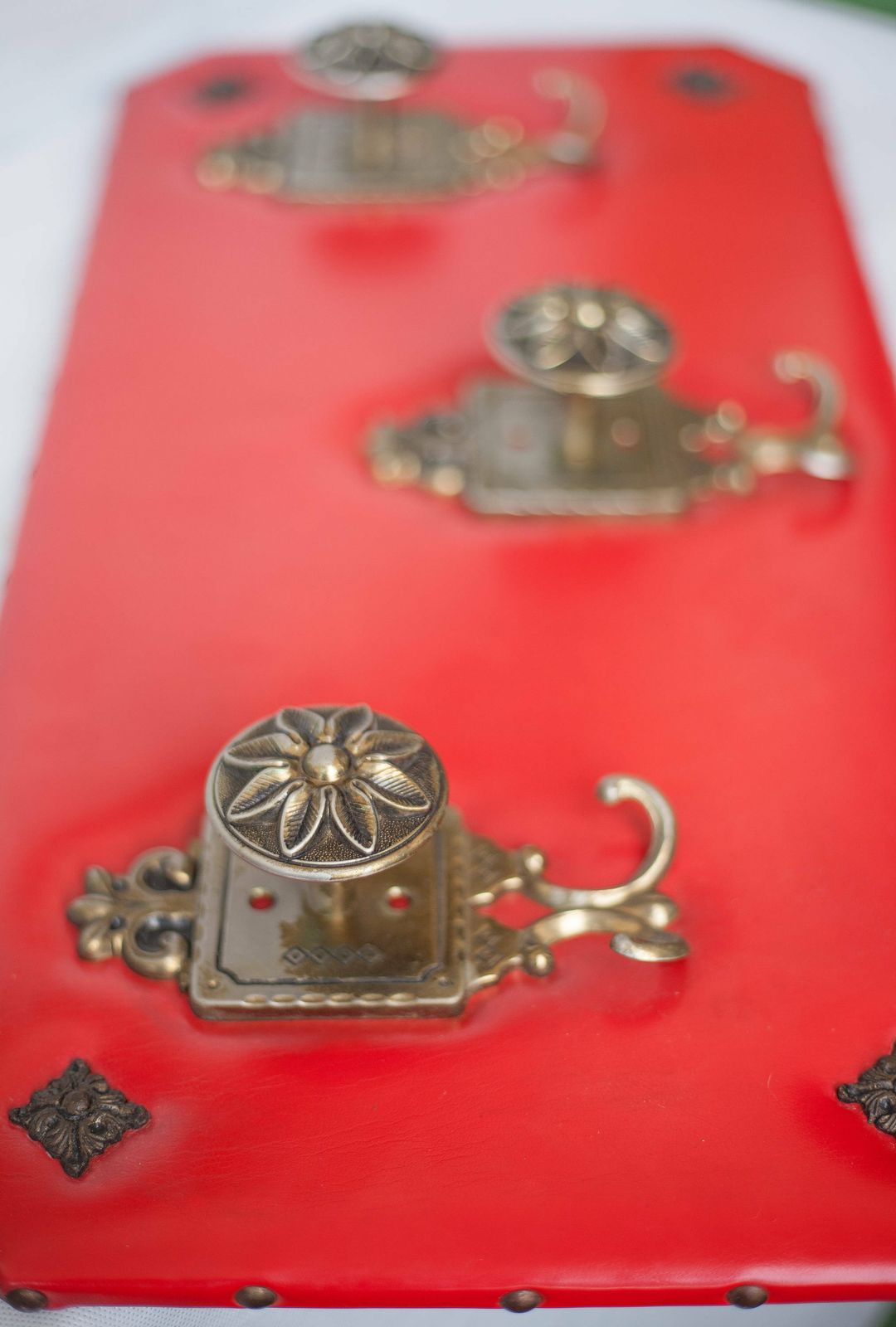 photo furniture Vintage Coat Rack, Red, Coat Rack, Vestiary, Skai, Crochet, Brass Patère,Wall Coat Rack, Hooks, Home Decor