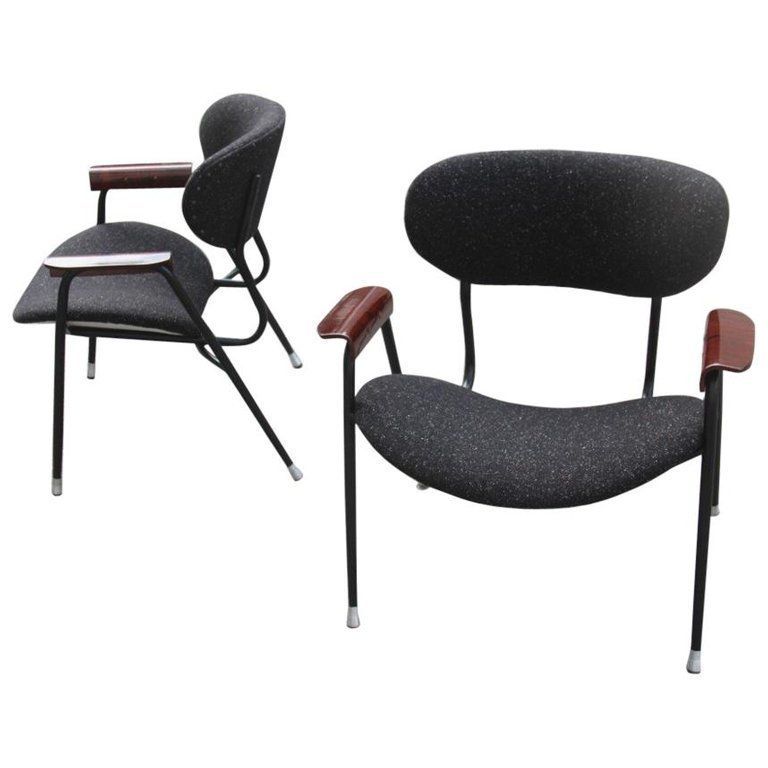 Mid Century Modern Chairs Gastone Rinaldi For Rima Design 1950s Black