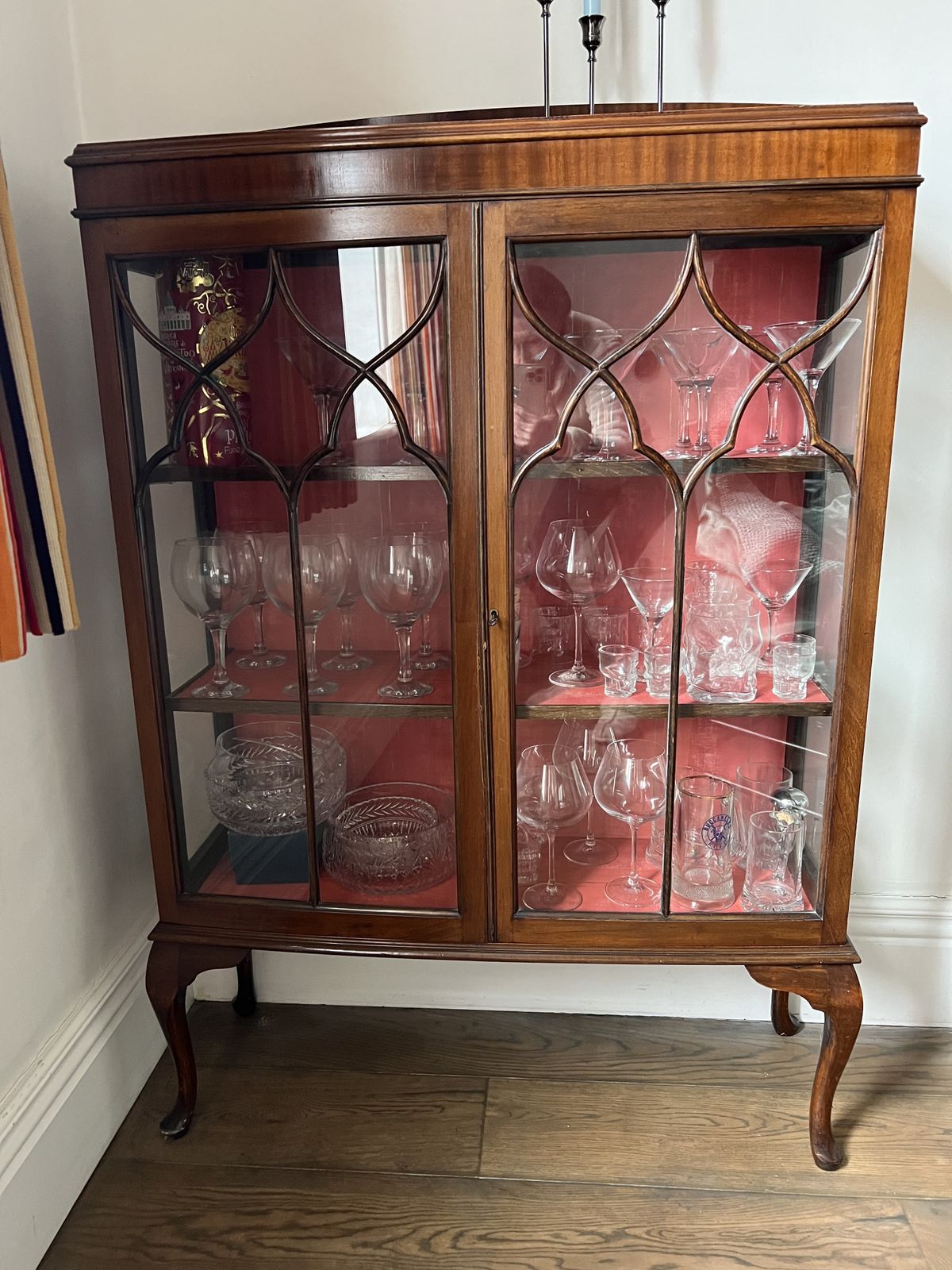 149.0 Edwardian Inlaid Glass And Mahogany Display Cabinet photo