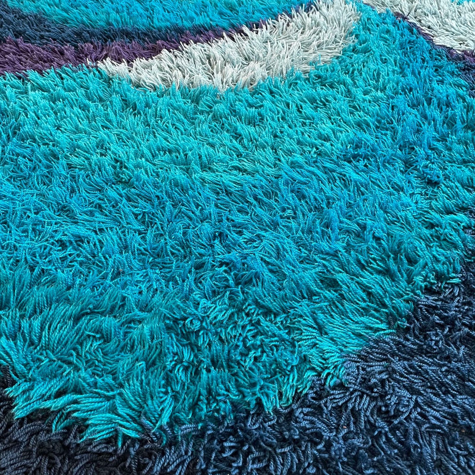photo for sale Extra Large Original Scandinavian High Pile Rya Rug By Ege Taepper, 1970s