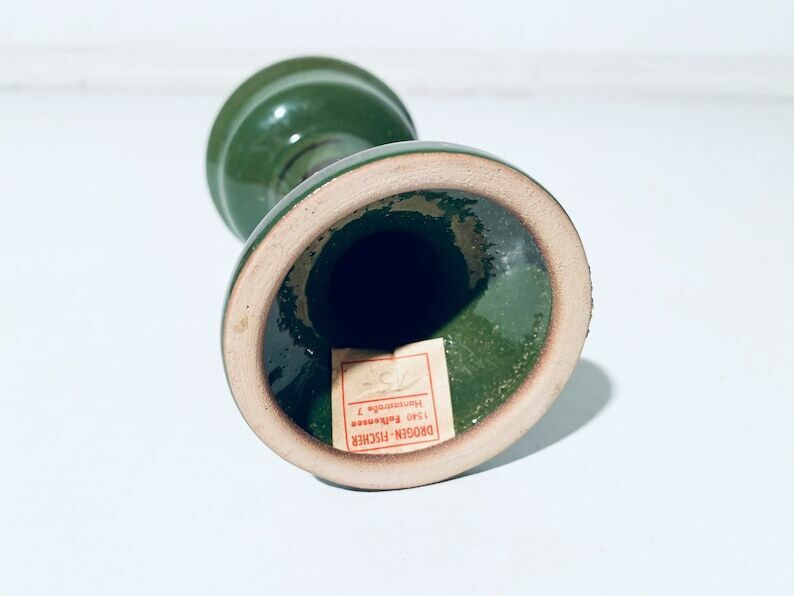 Green Ceramic Candleholder With Plinth / 1960s 70s Scandinavian Decor photo vintage