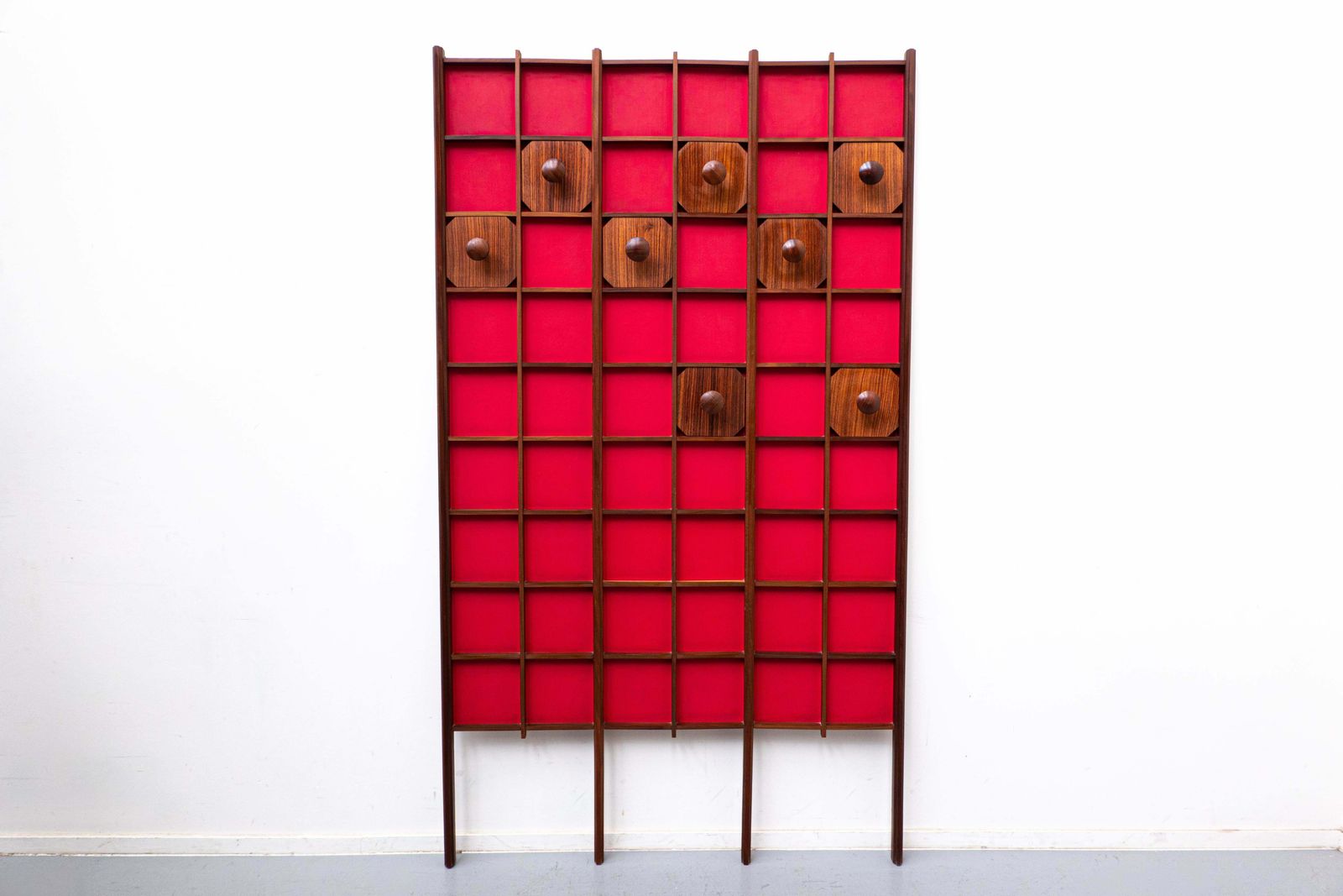Mid Century Modern Italian Red Wooden Coat Rack, 1960s photo furniture