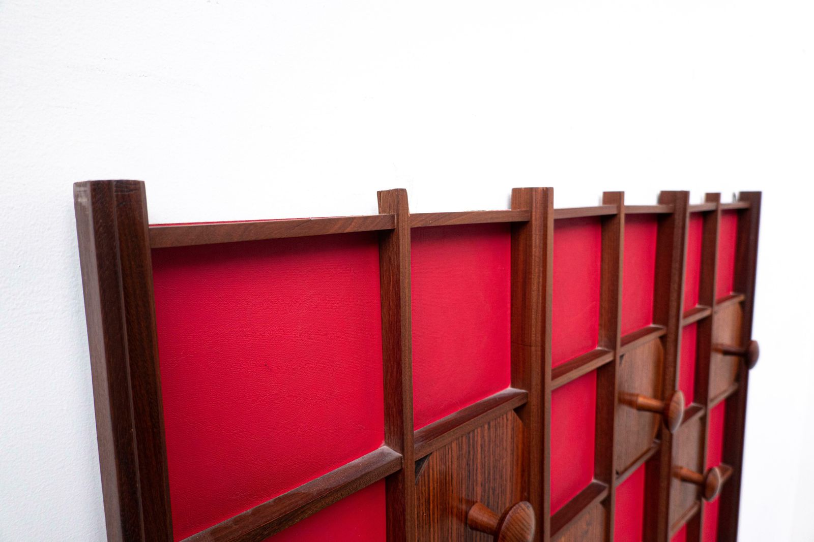 Mid Century Modern Italian Red Wooden Coat Rack, 1960s photo vinterior