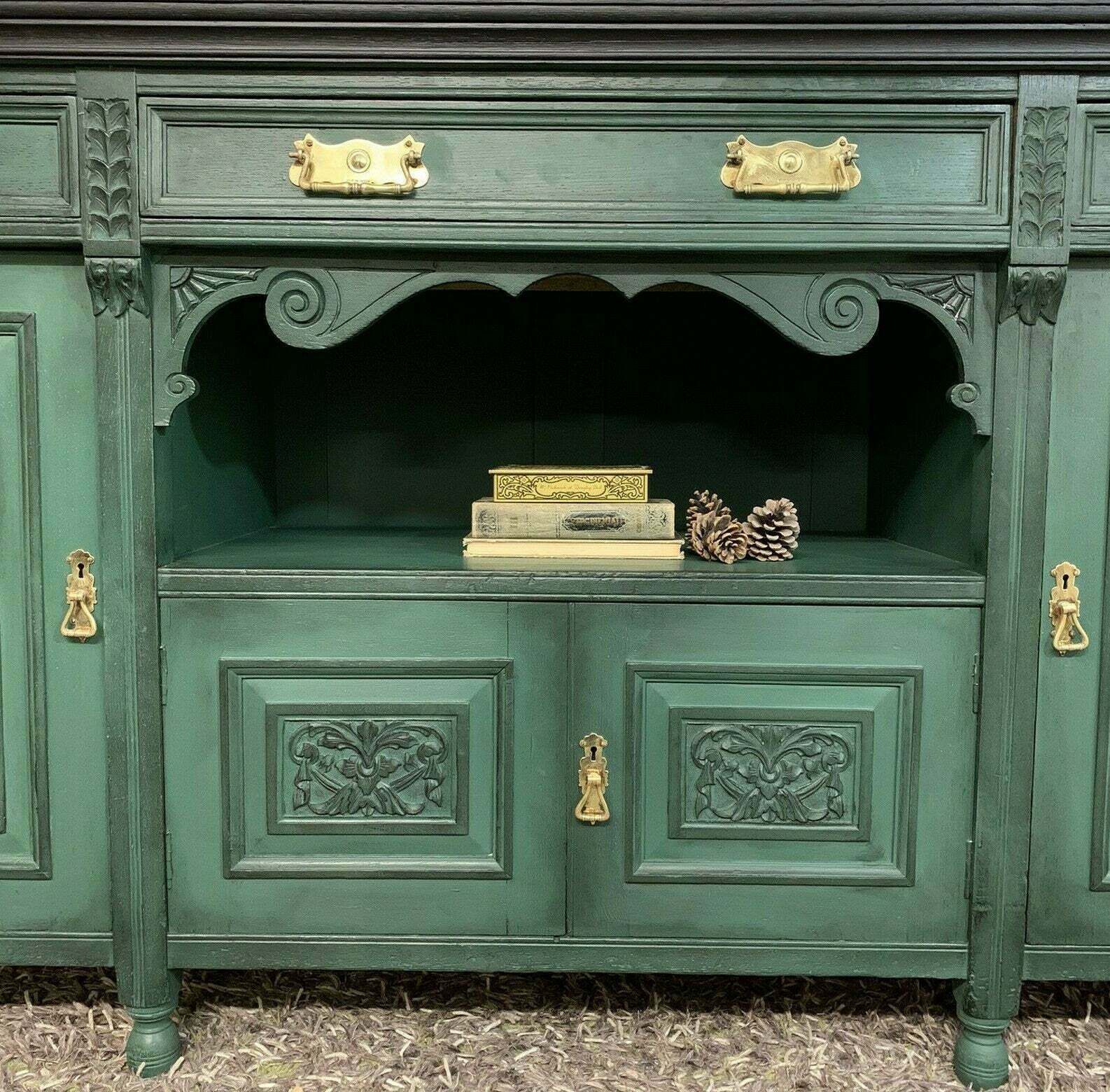 Painted Edwardian Sideboard Solid Oak Carvings Commissions Welcome photo for sale