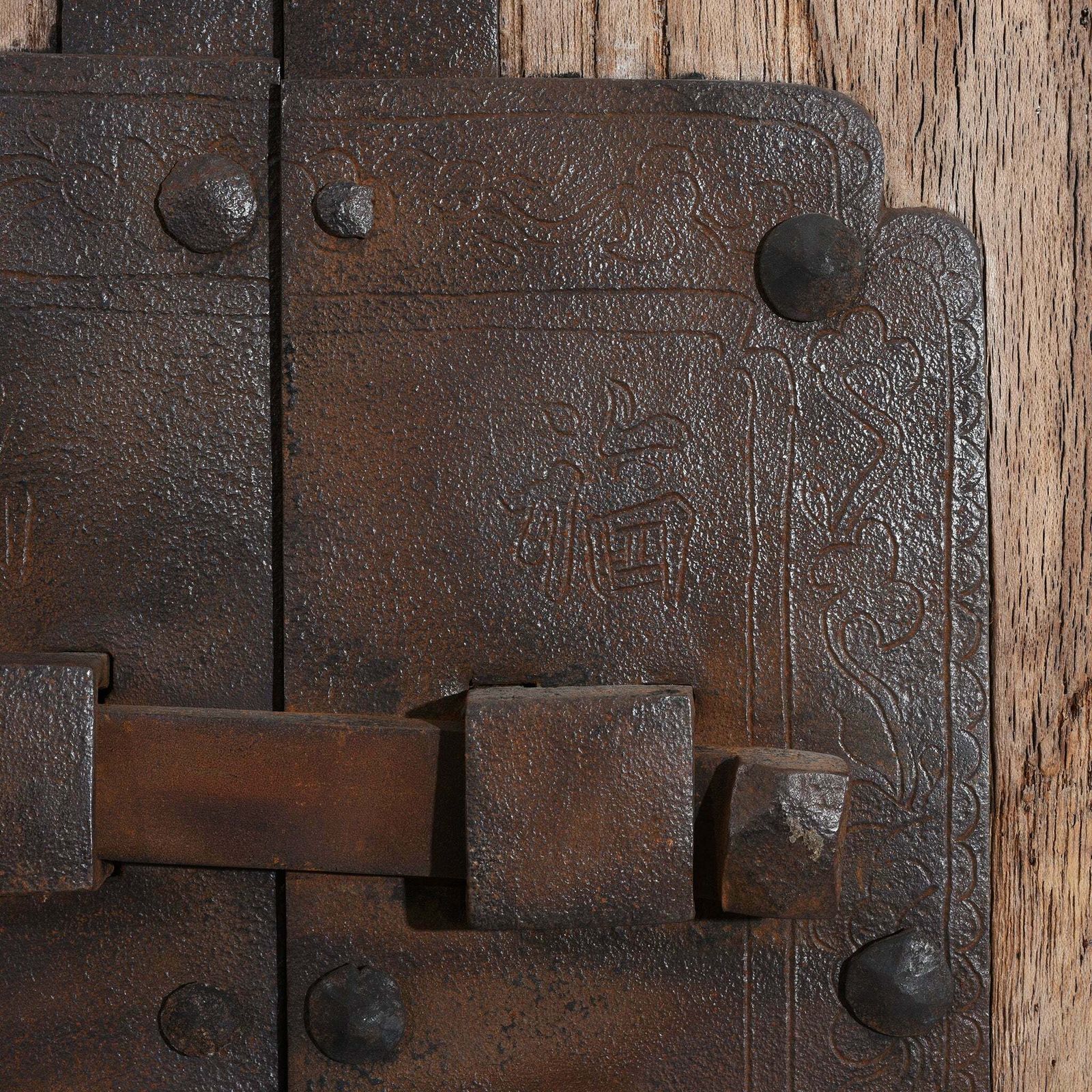 Iron Bound Elm Doors From Shanxi Province   19thc photo for sale